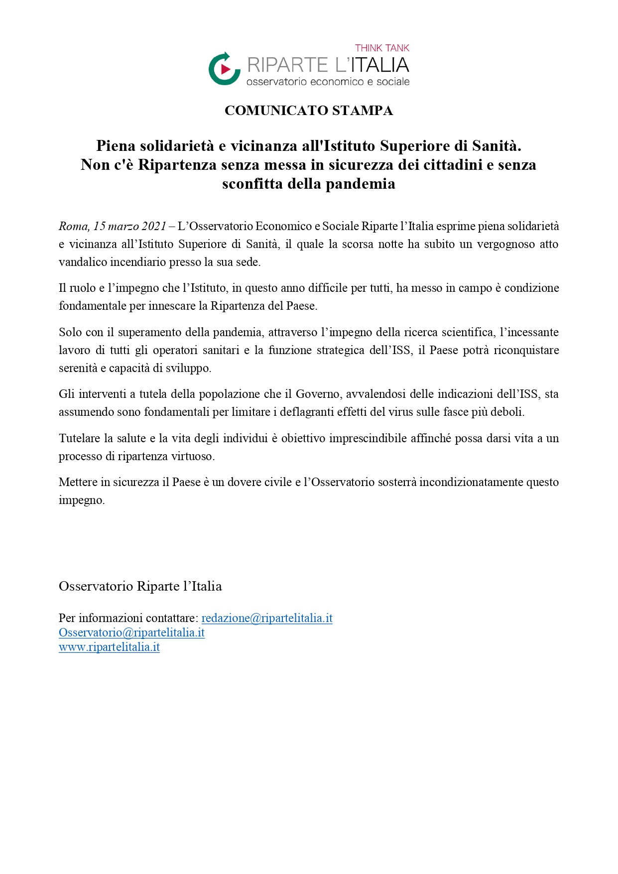 Comunicato stampa Osservatorio