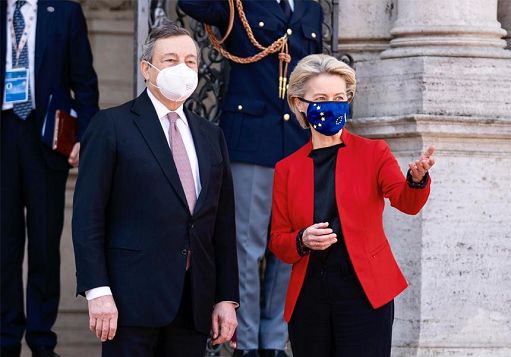 Draghi e Von der Leyen a Cinecittà
