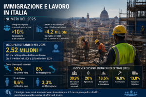 Immigrazione e lavoro straniero in Italia: oltre 2,5 milioni di occupati e 4,2 milioni di italiani in età lavorativa in meno | L’analisi