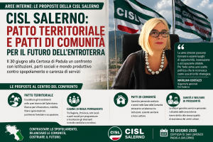 Marilina Cortazzi, segretaria generale Cisl Salerno: «Le aree interne possono tornare a essere luoghi di opportunità, innovazione e occupazione stabile»